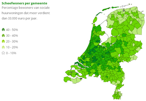 Scheefwoners per gemeente